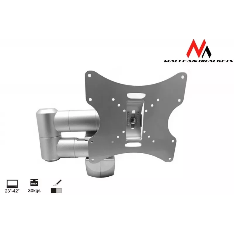 Wandhalterung MACLEAN MC-503A S für 23 Zoll–42 Zoll Bildschirme, neigbar ±20°, VESA 75×75–200×200, 30 kg, silber