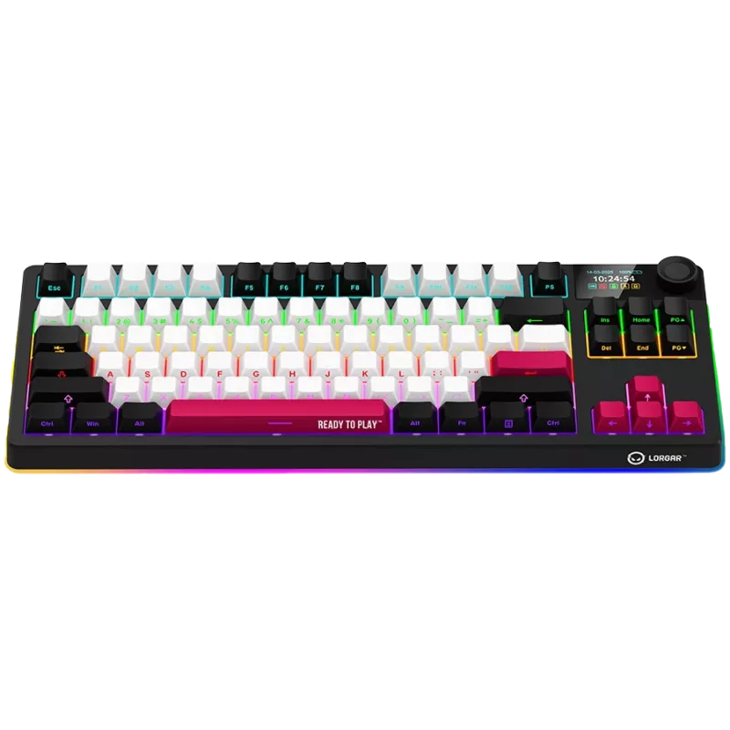 LORGAR KBP70TKLW, Kabellose TKL Mechanische Gaming-Tastatur Pro, Schwarz/Rot, EN-Layout