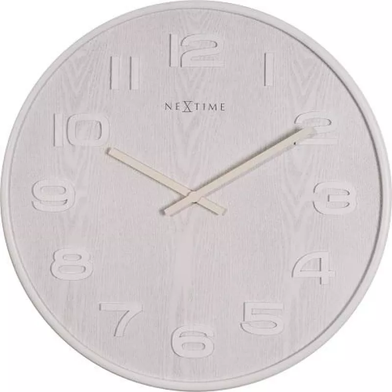 NeXtime 3096WI - Wanduhr - Quarzuhr - Rund - Weiß - Holz - Holz