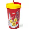 Becher mit Strohhalm Room Copenhagen LEGO Iconic Girl Bright Red 500 ml (rot/gelb)