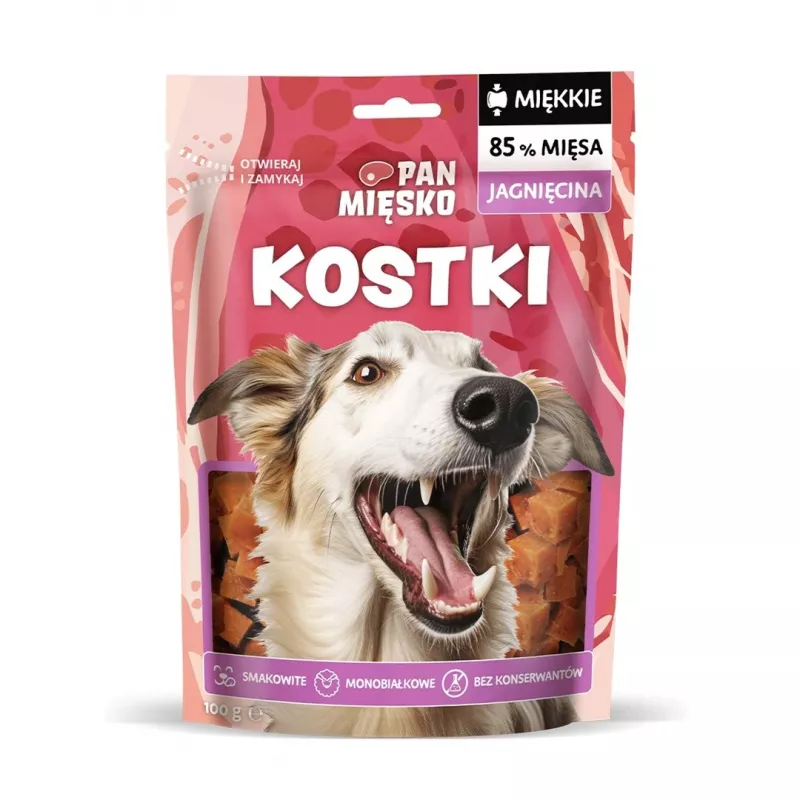 Hundetrainingsleckerlis Pan Miesko Lammwürfel 100 g — Ein-Zutaten-Lamm, Monoprotein, gluten- und sojafrei