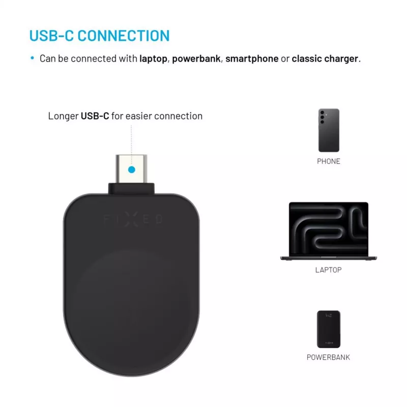 Festes USB-C Ladeadapter für Samsung Galaxy Watch FIXDW-SAP-BK Schwarz