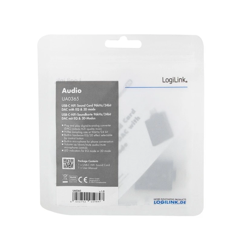 USB3.2 Audio-Adapter USB-C/Stecker auf 2x 3,5-mm-Buchse 7.1