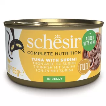 SCHESIR in Gelee Thunfisch mit Surimi - Nassfutter für Katzen - 85 g