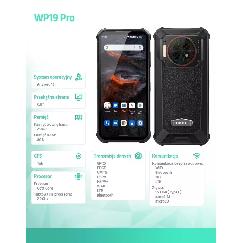 Smartphone Oukitel WP19 Pro 6,78 Zoll 8 GB/256 GB Schwarz