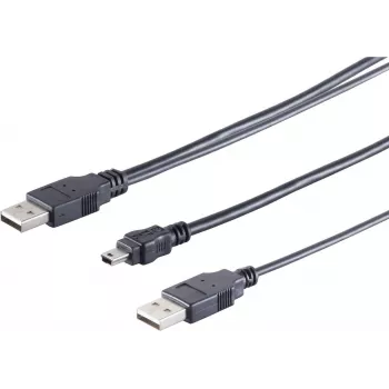 USB-Y-Kabel ShiverPeaks 77150 — 2× USB-A auf USB-B Mini (5‑polig) Stromversorgungskabel