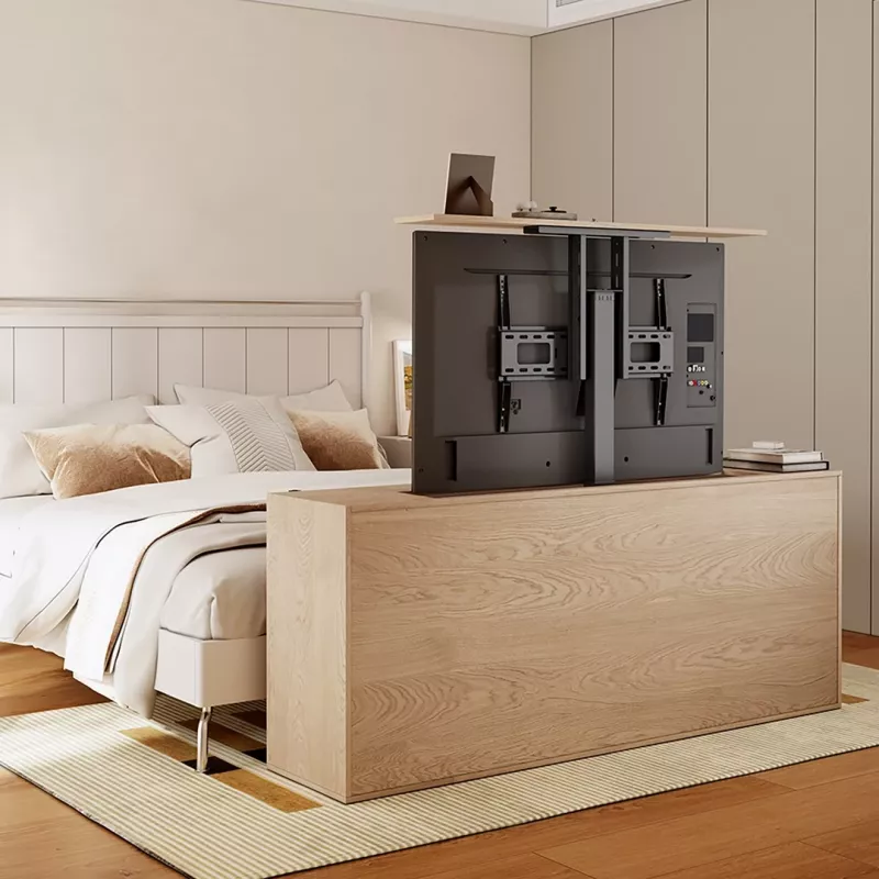 Maclean MC-866T Smart Motorisierter Elektrischer TV-Lift TUYA Mobile App Bodenständerhalterung Alexa Google Home 37''-80'' 60kg Schrank VESA (EU-Stecker)