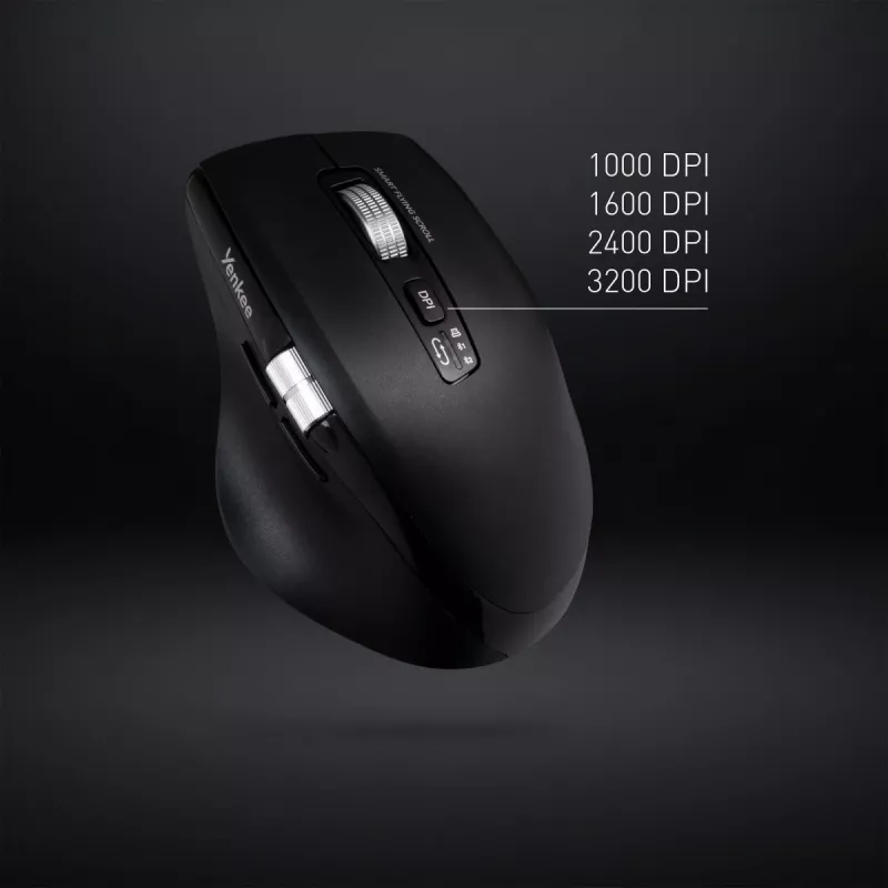Kabellose Maus YENKEE SPIN DUAL 2095BK — kompakte optische Dual-Mode-Maus, Modell YMS 2095B SPIN