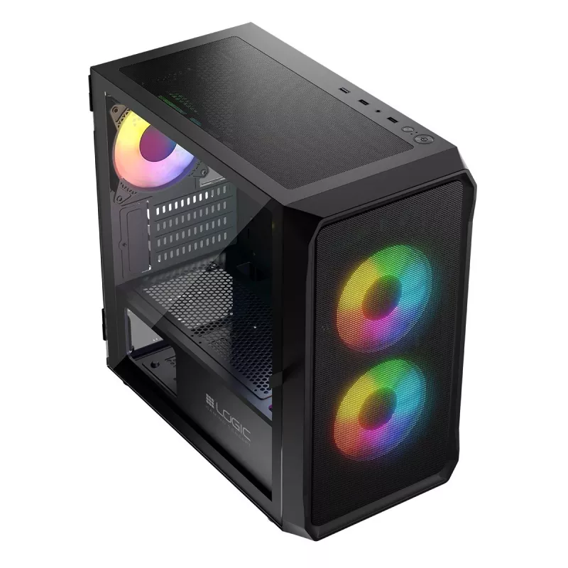 Computer-Gehäuse Logic Concept Portos Mini ARGB Micro ATX Schwarz