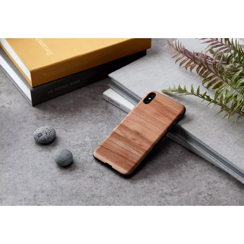 Handyhülle man and wood für iPhone X/XS — cappuccino schwarz Schutzcover