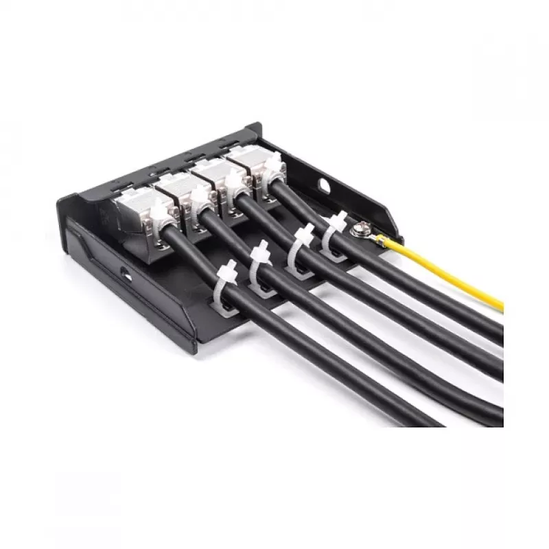 DELOCK Blindabdeckung 4-Port für Keystone-RJ-Module, schwarz, Metall – Tisch-/Wand-/Hutschienenmontage