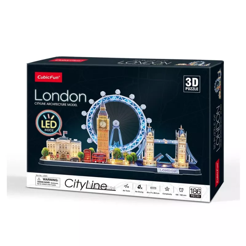 CubicFun 306-20532 City Line London LED 3D-Puzzle, 186 Teile