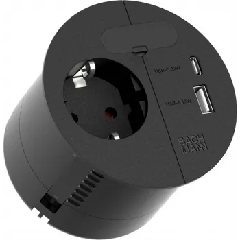 Steckdosenleiste Bachmann 938.201 mit 1× CEE7/3-Steckdose, 1× USB-A/C 22W, 2,0 m Kabel