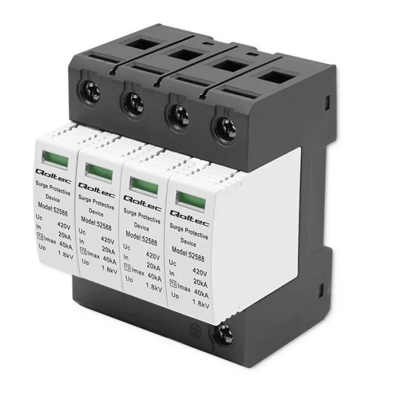 Überspannungsschutz QOLTEC 52588 AC 4P 420V T2 C — 4-poliger AC-Überspannungsableiter, 420 V, Typ 2
