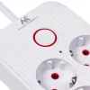 Steckdosenleiste MACLEAN MCE391 W — 6 Steckdosen, 4×USB-A + 1×USB-C, 3 m Kabel, 110–240 V, 2500 W, weiß