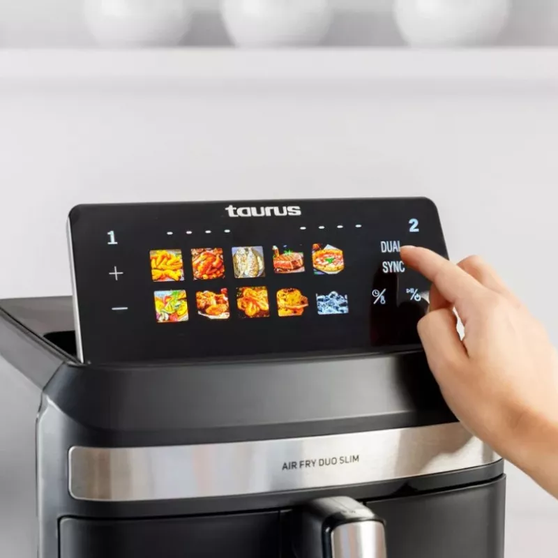 Taurus Air Duo Slim Heißluftfritteuse ohne Öl mit zwei Körben