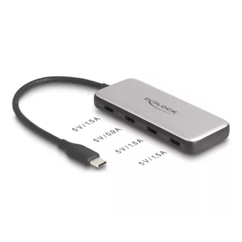 DeLOCK 64261 USB 3.2 Gen 1 Type-C Hub 10000 Mbit/s Schwarz Grau