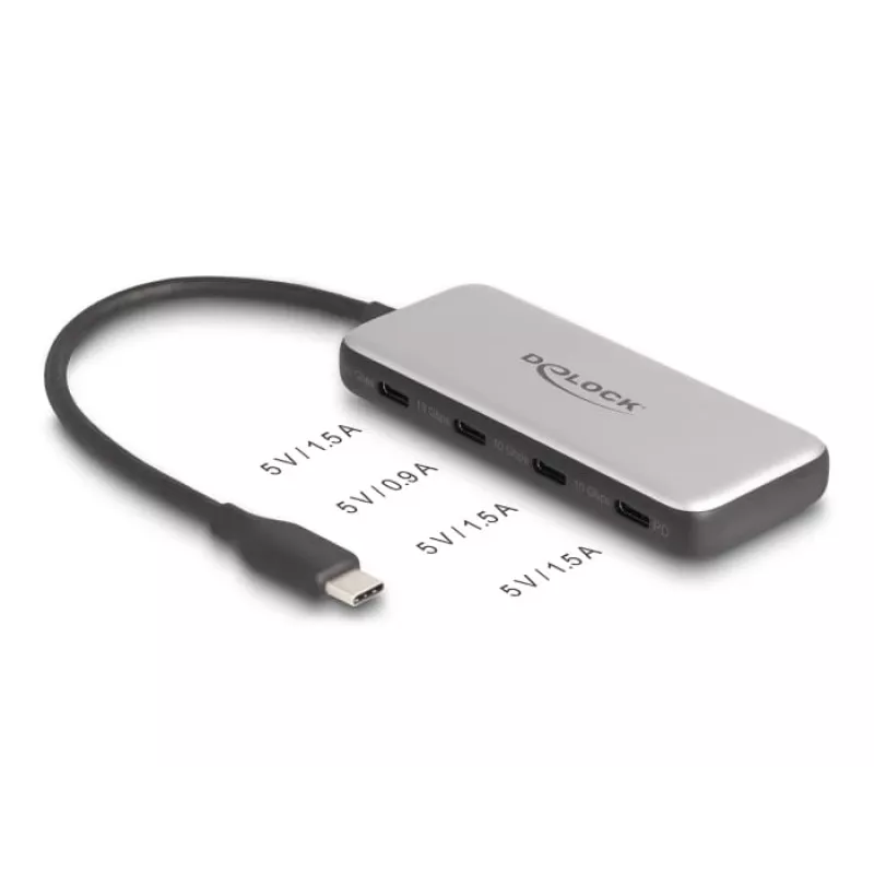 DeLOCK 64261 USB 3.2 Gen 1 Type-C Hub 10000 Mbit/s Schwarz Grau