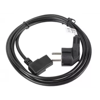 Netzkabel LANBERG CA-C13C-12CC-0018-BK, 2 m, C13-Kupplung auf CEE7/7, schwarz, abgewinkelter C13