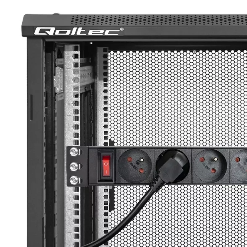 Qoltec Aluminium-PDU für 10'' RACK | 1U | 16A | 4xFRANZÖSISCH | 1,8m
