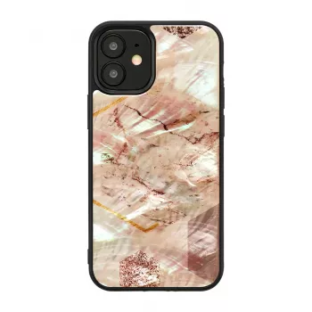 Schutzhülle iKins für Apple iPhone 12 mini — pinkes Marmormuster, schlank Fit