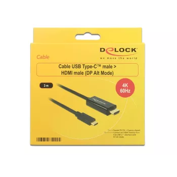 Videokabel-Adapter DeLOCK 85292 USB Type-C auf HDMI 3m Schwarz