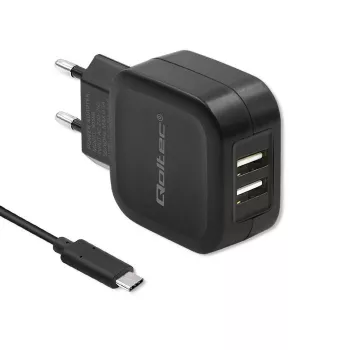 Qoltec 50188 Ladegerät für mobile Geräte Laptop, Smartphone, Smartwatch, Tablet, Telefon, Universal Schwarz AC, DC Innenbereich