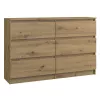 Top e shop M6 120 ARTISAN Kommode, Eichen-Optik, 6 Schubladen, 1200×300×770 mm