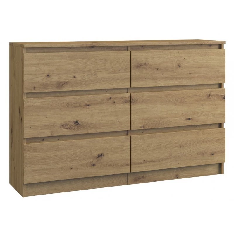 Top e shop M6 120 ARTISAN Kommode, Eichen-Optik, 6 Schubladen, 1200×300×770 mm