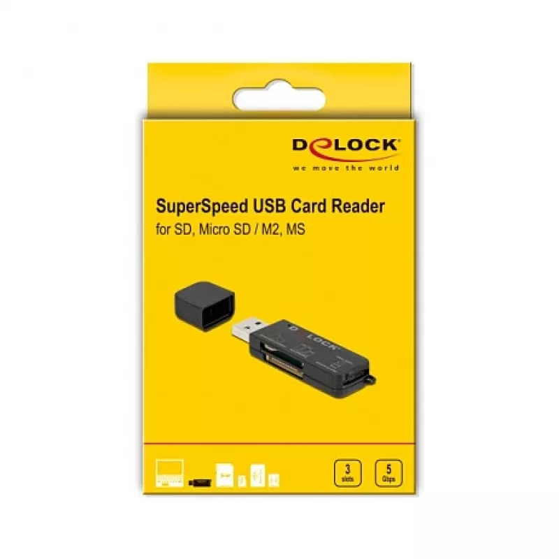 Kartenleser DeLOCK SuperSpeed USB für SD Micro SD MS