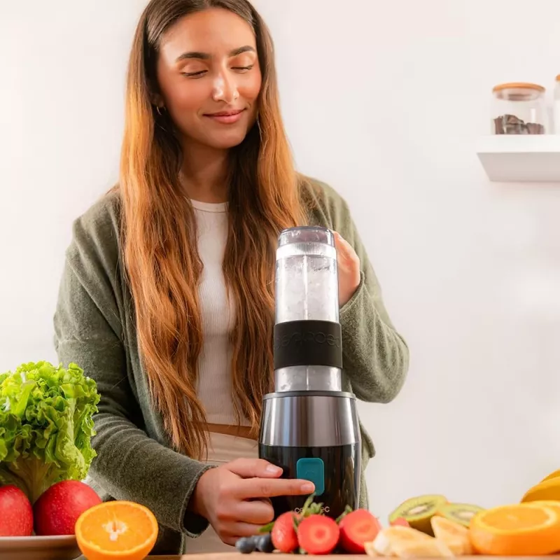 Cecotec Mixer | Power Titanium 900 ProGo | Tischgerät | 900 W | Behälterkapazität 2x0,57 L | Eiszerkleinerung | Schwarz