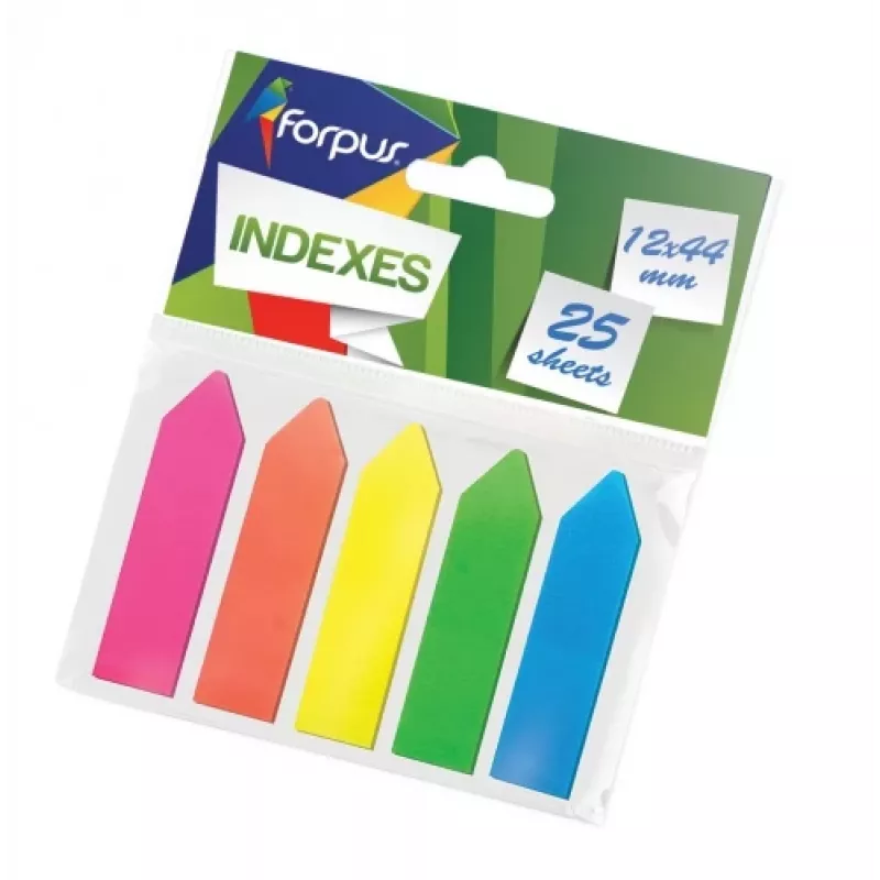 Papier-Index Forpus, 12x44mm, sortiert, Kunststoff, Pfeile (5x25) 0718-105