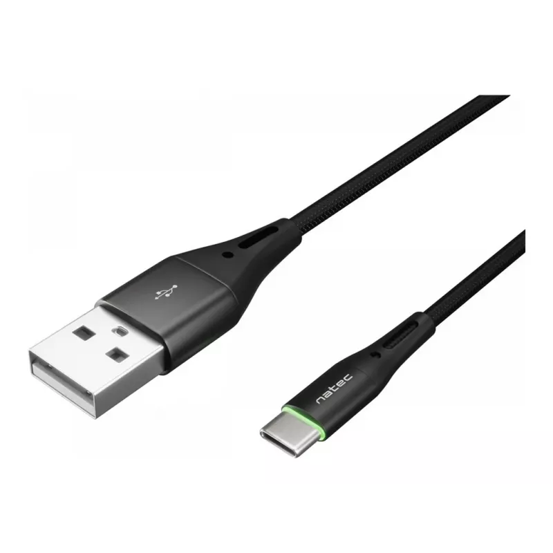 NATEC Kabel USB-C/A 2.0 1m prati LED schwarz Nylon