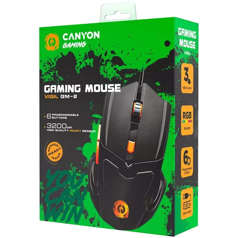 CANYON Maus Vigil GM-2 RGB 6 Tasten kabelgebunden Schwarz