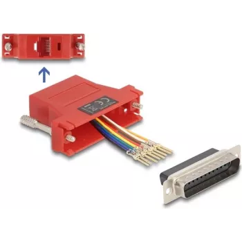 DeLOCK D-Sub 25 Pin Buchse auf RJ45 Buchse Montagesatz rot VGA RJ-45