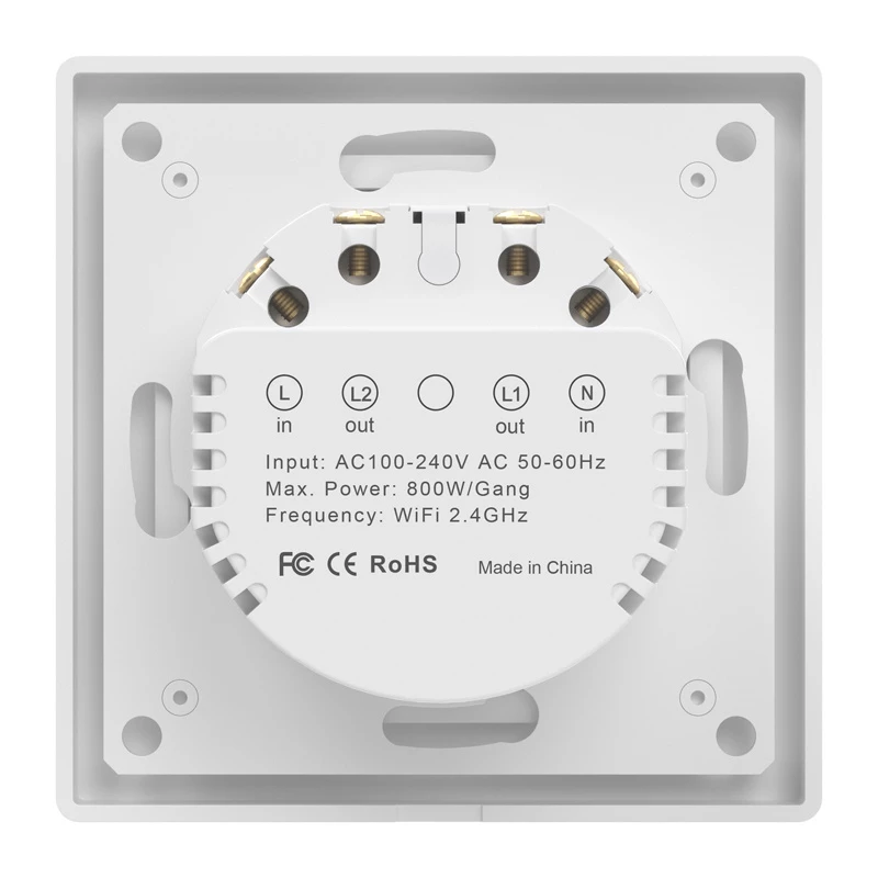 Wandmontierter WiFi-Touch-Lichtschalter Avatto TS20-EU-W2 — 2-fach, weiß
