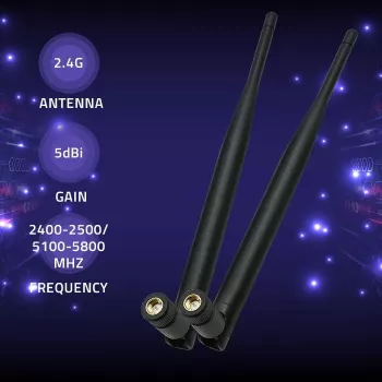 Innen-WLAN-Antenne QOLTEC 57046, Dualband 2,4–2,5 GHz & 5,1–5,8 GHz, 5 dBi, 50 Ω