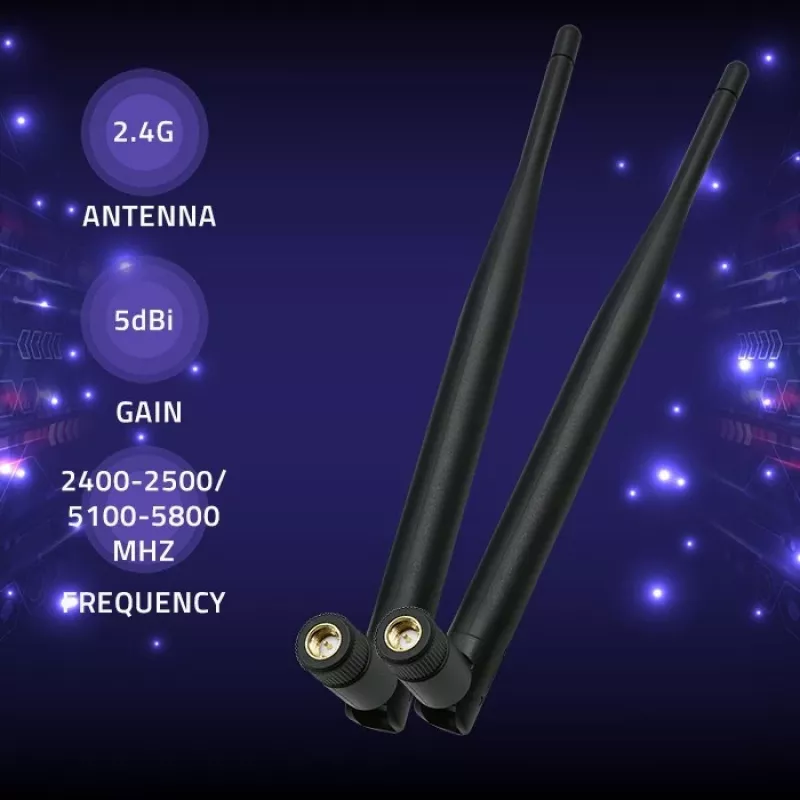Innen-WLAN-Antenne QOLTEC 57046, Dualband 2,4–2,5 GHz & 5,1–5,8 GHz, 5 dBi, 50 Ω