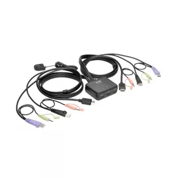 Eaton Tripp Lite series 2-Port USB/HD Cable KVM Switch with Audio/Video, Cables and USB Peripheral Sharing - KVM-/Audio-/USB-Switch - 2 x KVM/Audio/USB - 1 lokaler Benutzer - Deskt