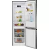Freistehender Kühlschrank BOMANN KG 7357, 315 L gesamt (219 L Kühlteil, 96 L Gefrierteil), Edelstahl, LED-Beleuchtung, 40 dB