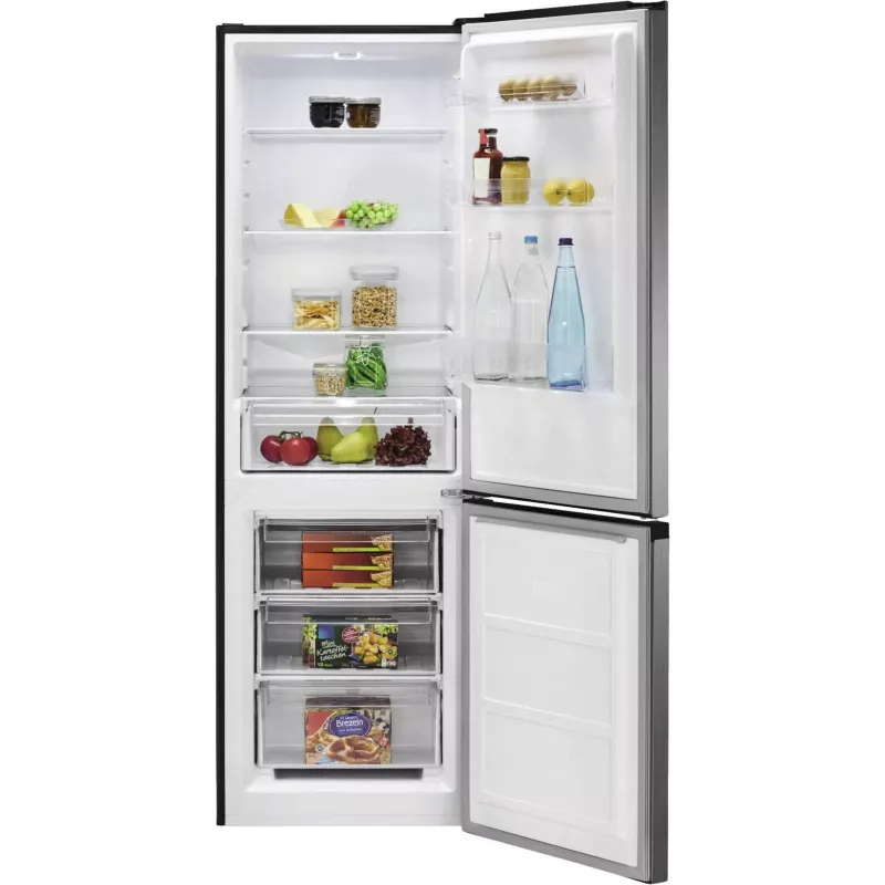 Freistehender Kühlschrank BOMANN KG 7357, 315 L gesamt (219 L Kühlteil, 96 L Gefrierteil), Edelstahl, LED-Beleuchtung, 40 dB