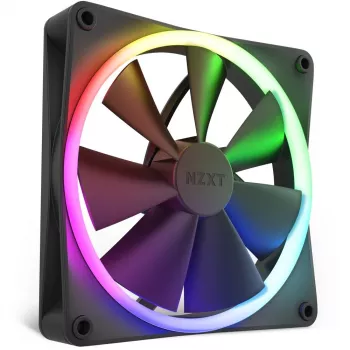 Gehäuselüfter NZXT F140 RGB 14 cm, schwarz, 500–1800 U/min, Fluiddynamisches Lager, 4-Pin, 18 LEDs