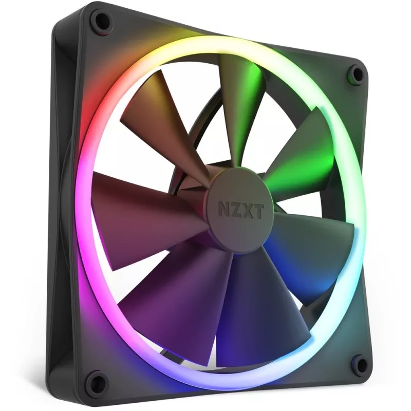 Gehäuselüfter NZXT F140 RGB 14 cm, schwarz, 500–1800 U/min, Fluiddynamisches Lager, 4-Pin, 18 LEDs
