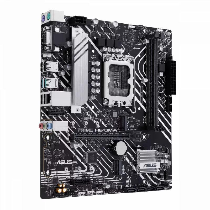 ASUS PRIME H610M-A R2.0 | Prozessorfamilie Intel | Prozessorsockel LGA1700 | Unterstützte Festplattenschnittstellen M.2, SATA | Anzahl der SATA-Anschlüsse 4