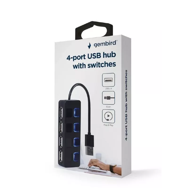 USB 2.0-Schnittstellen-Hub Gembird UHB-U2P4-05 mit 4 USB-Anschlüssen