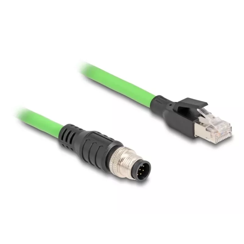 Netzwerkkabel DeLOCK M12 Kabel A-codiert 8-polig Stecker auf RJ45 Stecker PUR (TPU) 1 m