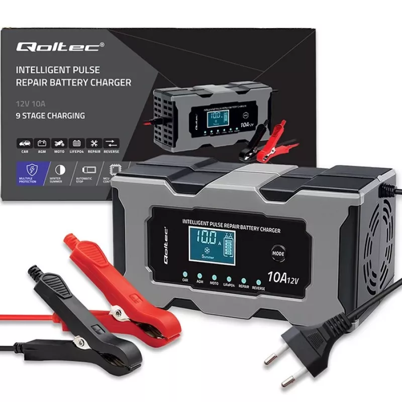 Ladegerät QOLTEC 52493 12V 10A mit Reparaturfunktion für AGM-Batterien
