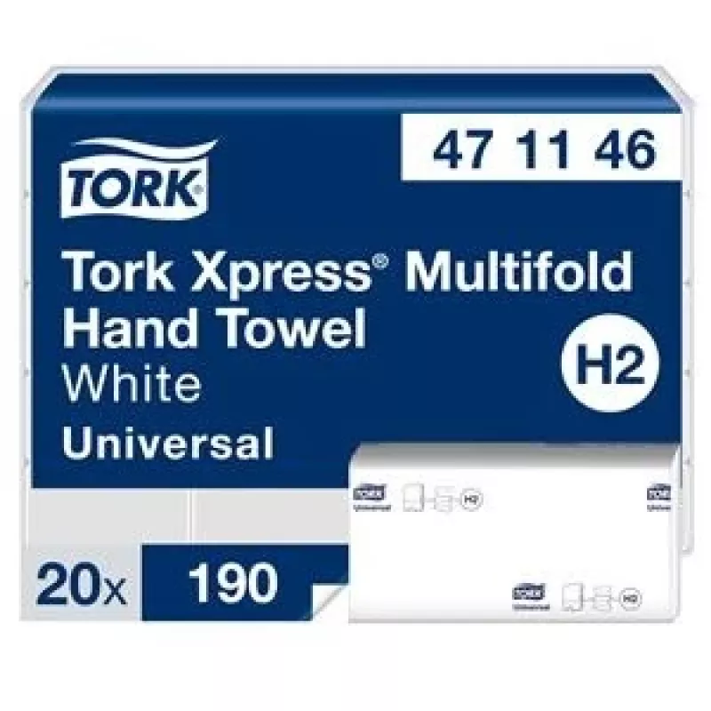 Falthandtuchpapier Tork Xpress Multifold Universal H2, 2-lagig, 23,4 x 21,3 cm (20 Stück)