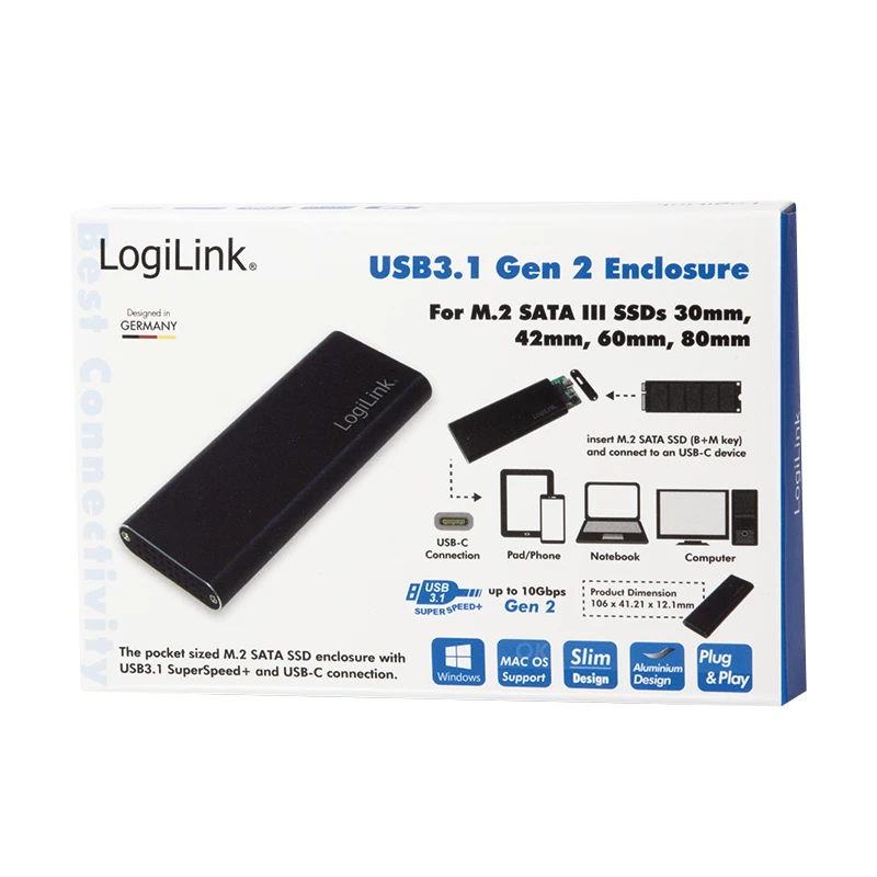 SSD-Gehäuse LogiLink UA0314 Schwarz M.2