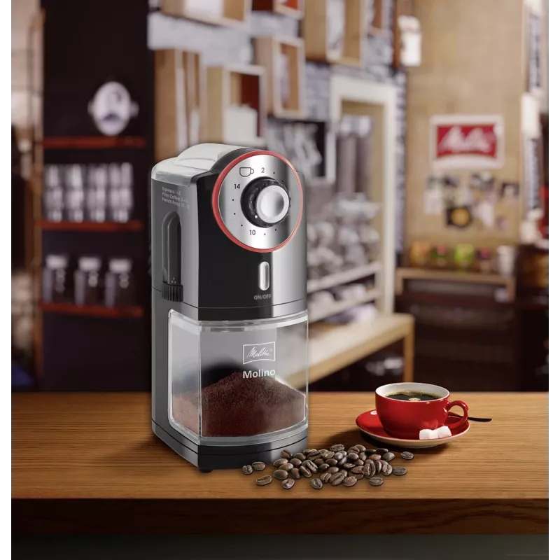 Melitta Molino 100 W Schwarz, Rot, Edelstahl